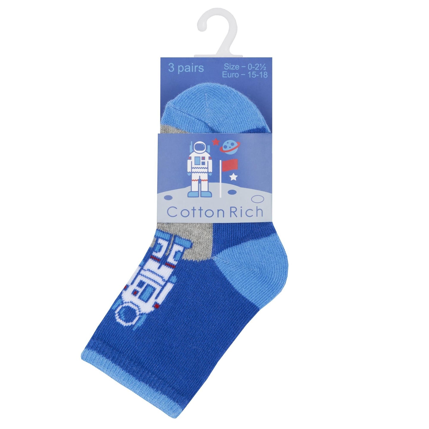 Babies 3 Pk of Novelty Space Design Socks