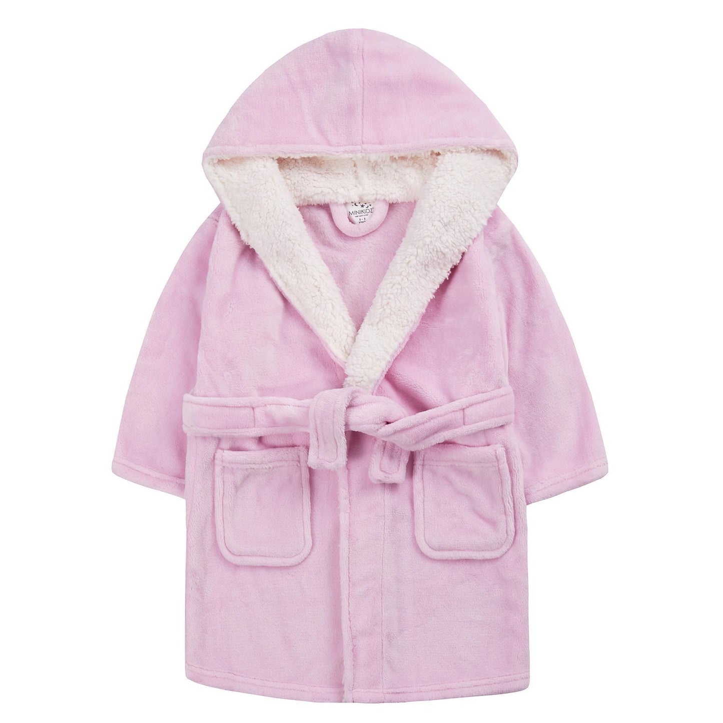 Childrens Plush Pastel Robe with Borg Fleece Trim