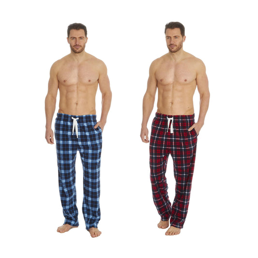 Mens Microfleece Check Lounge Pants / Pyjama Bottoms ~ S-2XL