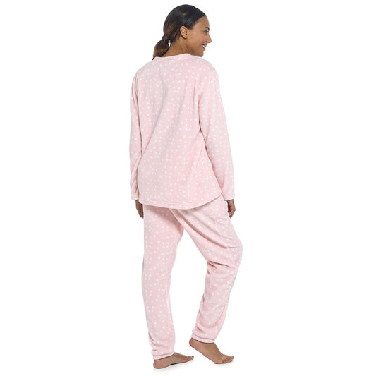 Ladies Microfleece Pyjama Set with Applique Fox Detail