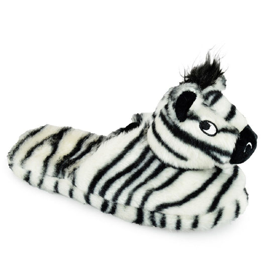 Ladies Plush Zebra Open Back Slippers