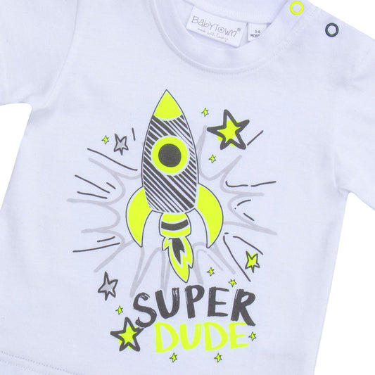 Babies Space Rocket Faux Top and Shorts Romper