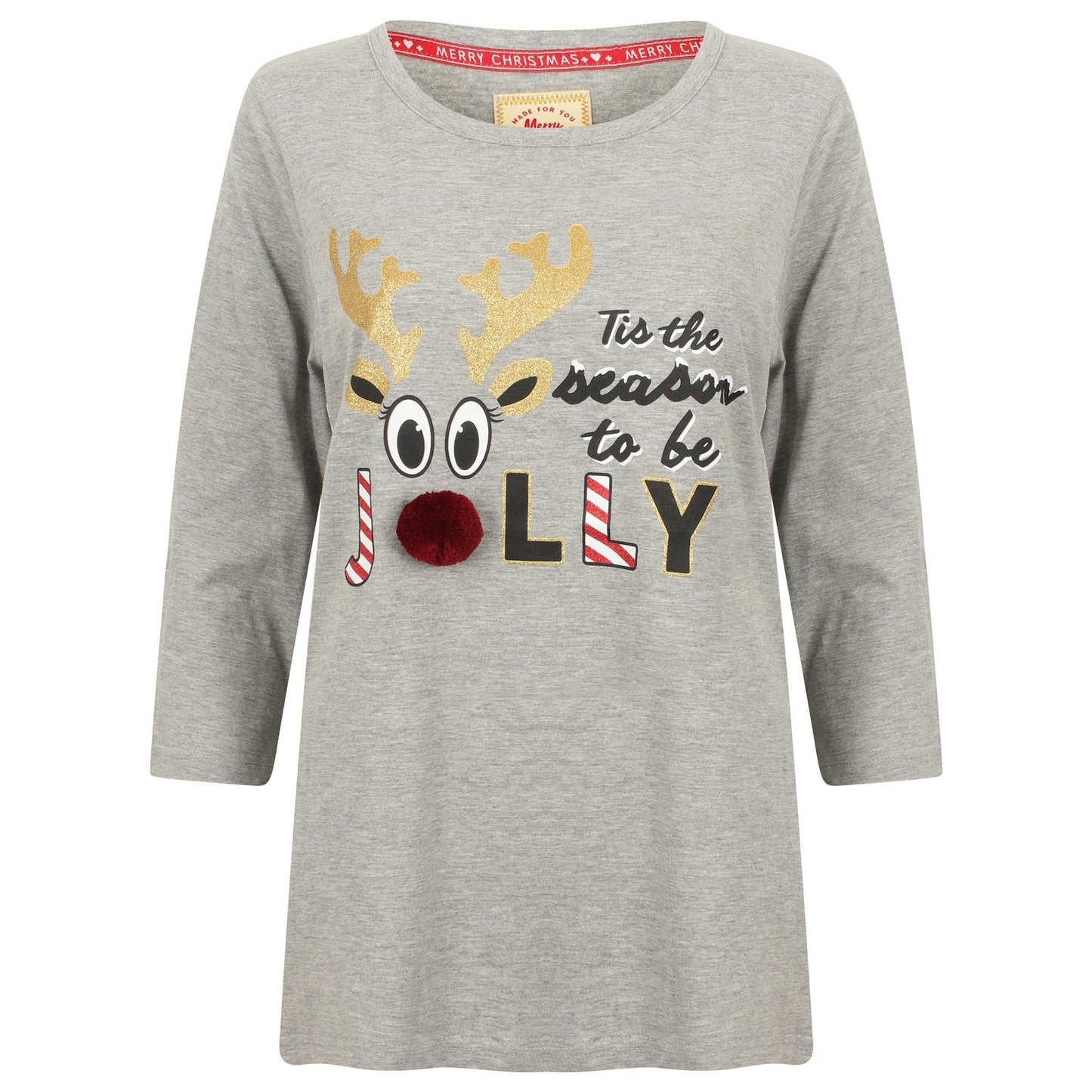 Ladies Long Length Jolly Christmas T Shirt