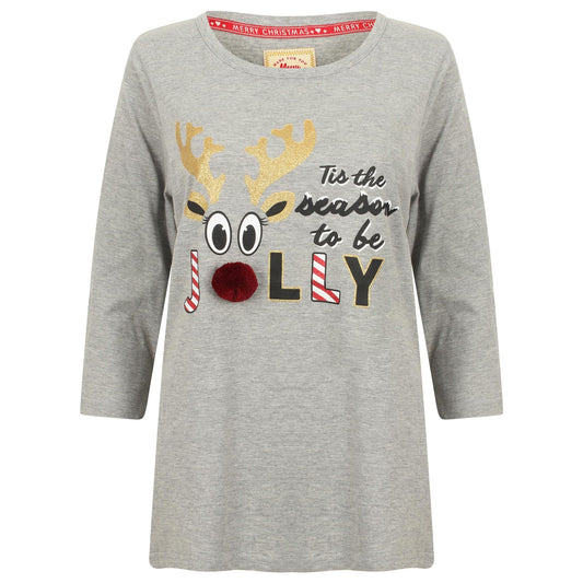 Ladies Long Length Jolly Christmas T Shirt