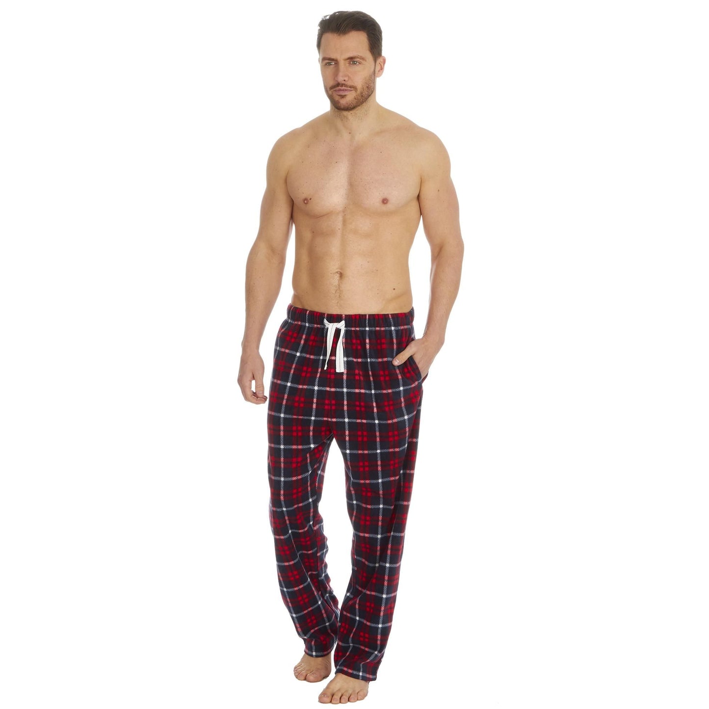 Mens Microfleece Check Lounge Pants / Pyjama Bottoms ~ S-2XL