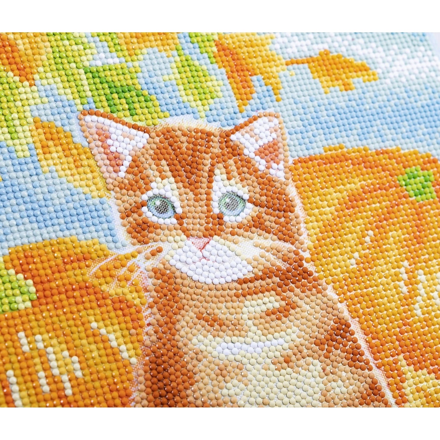 Autumn Cat - Craft Buddy 30cm x 30cm Mounted Crystal Art Kit - Partial Crystal Kit