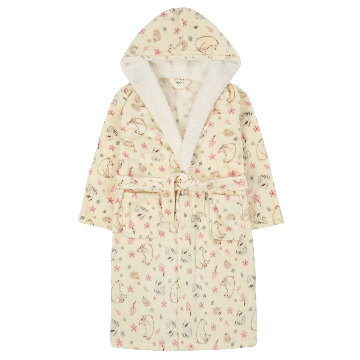 Babies and Childrens Woodland Animal Print Fleece Dressing Gown