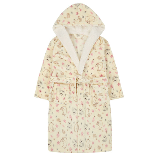 Babies and Childrens Woodland Animal Print Fleece Dressing Gown