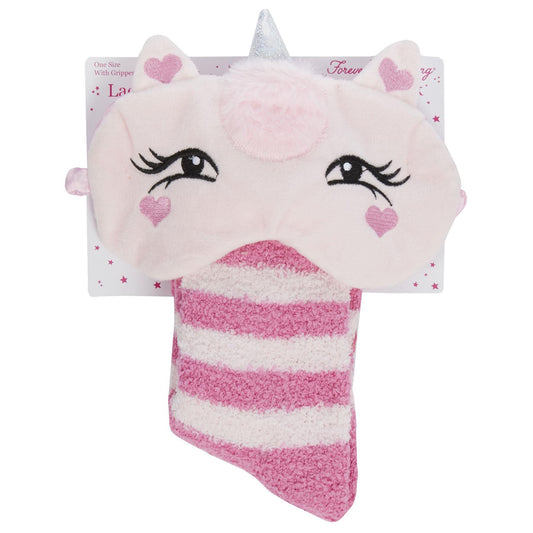 Ladies Eyemask and Cosy Slipper Sock Set