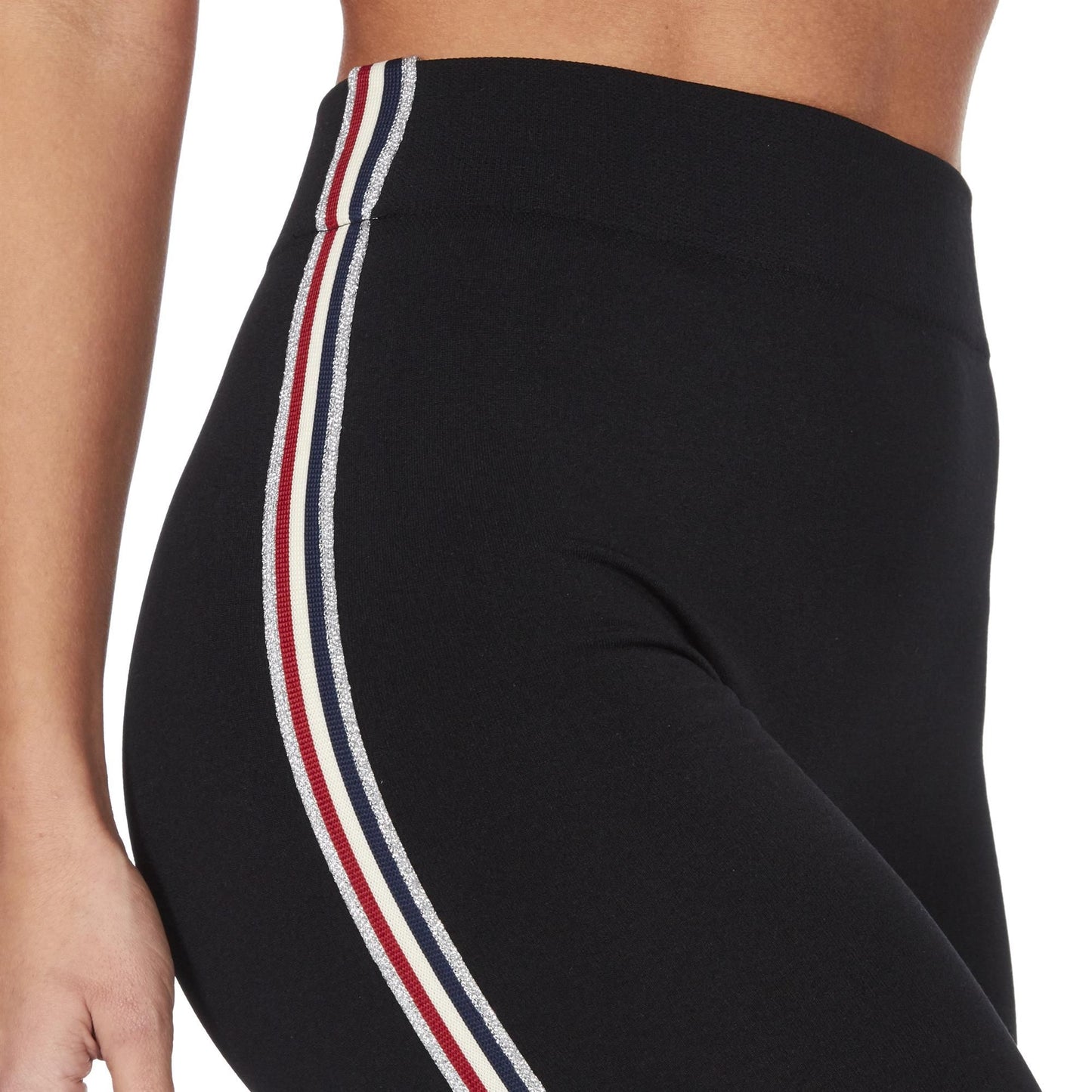 Ladies Black Striped Gym Leggings