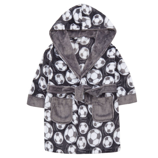 Childrens All Over Football Print Fleece Dressing Gown ~ 2-13 Years