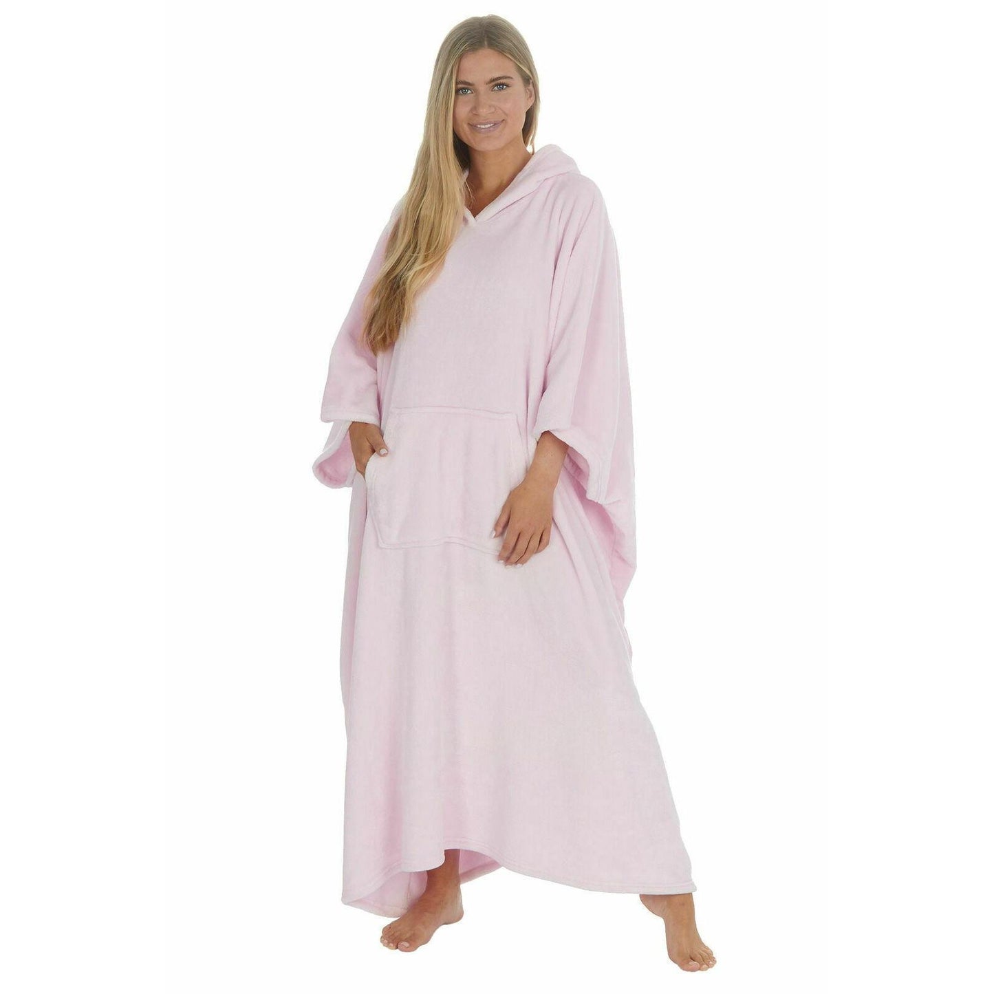 Ladies Long Hooded Fleece Poncho / Wearable Blanket