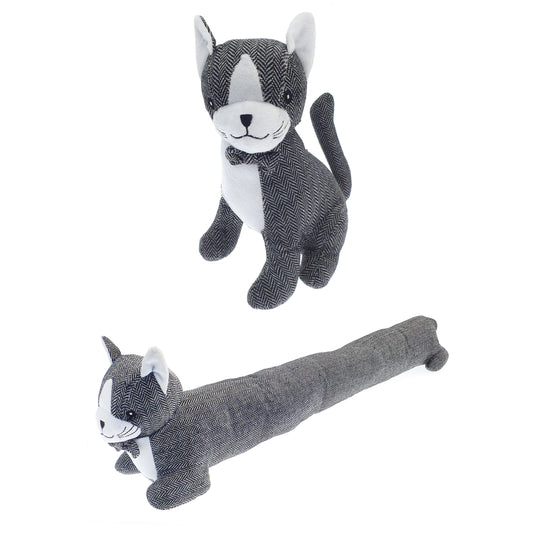 Herringbone Cat Design Door Stop or Draught Excluder