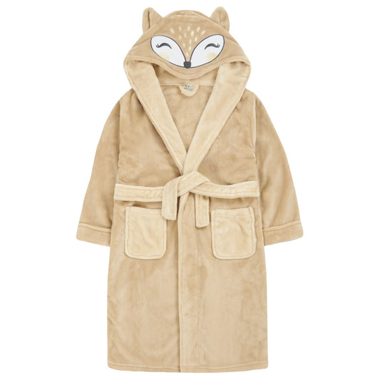 Childrens Fleece Dressing Gown with Fox Design Hood ~ 2-13 years