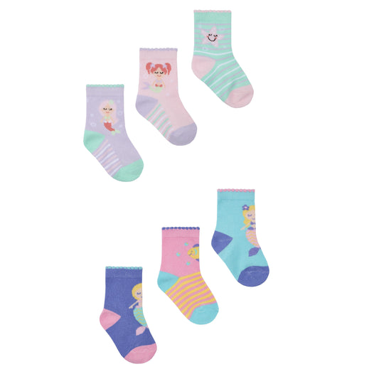 Babies 3 Pk of Novelty Mermaid Design Socks