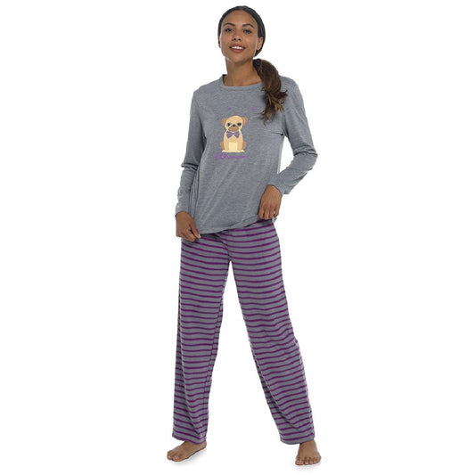 Ladies Pug Design Pyjama Set