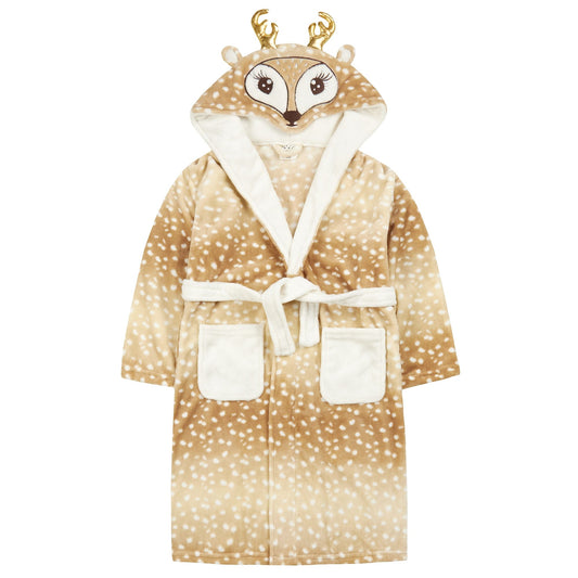 Childrens Christmas Deer Fleece Dressing Gown ~ 2-13 Years