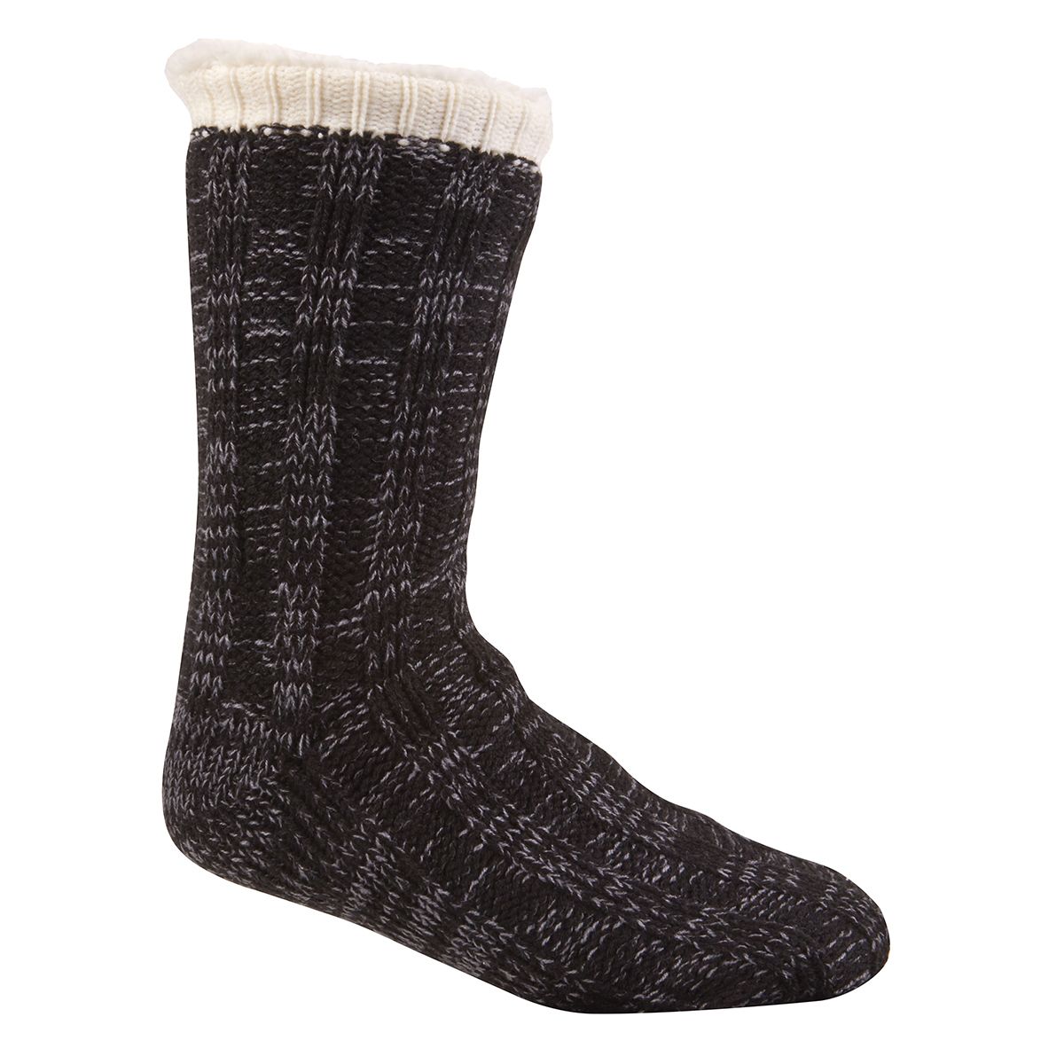 Mens Chunky Knit Fully Fleece Lined Winter Slipper Socks