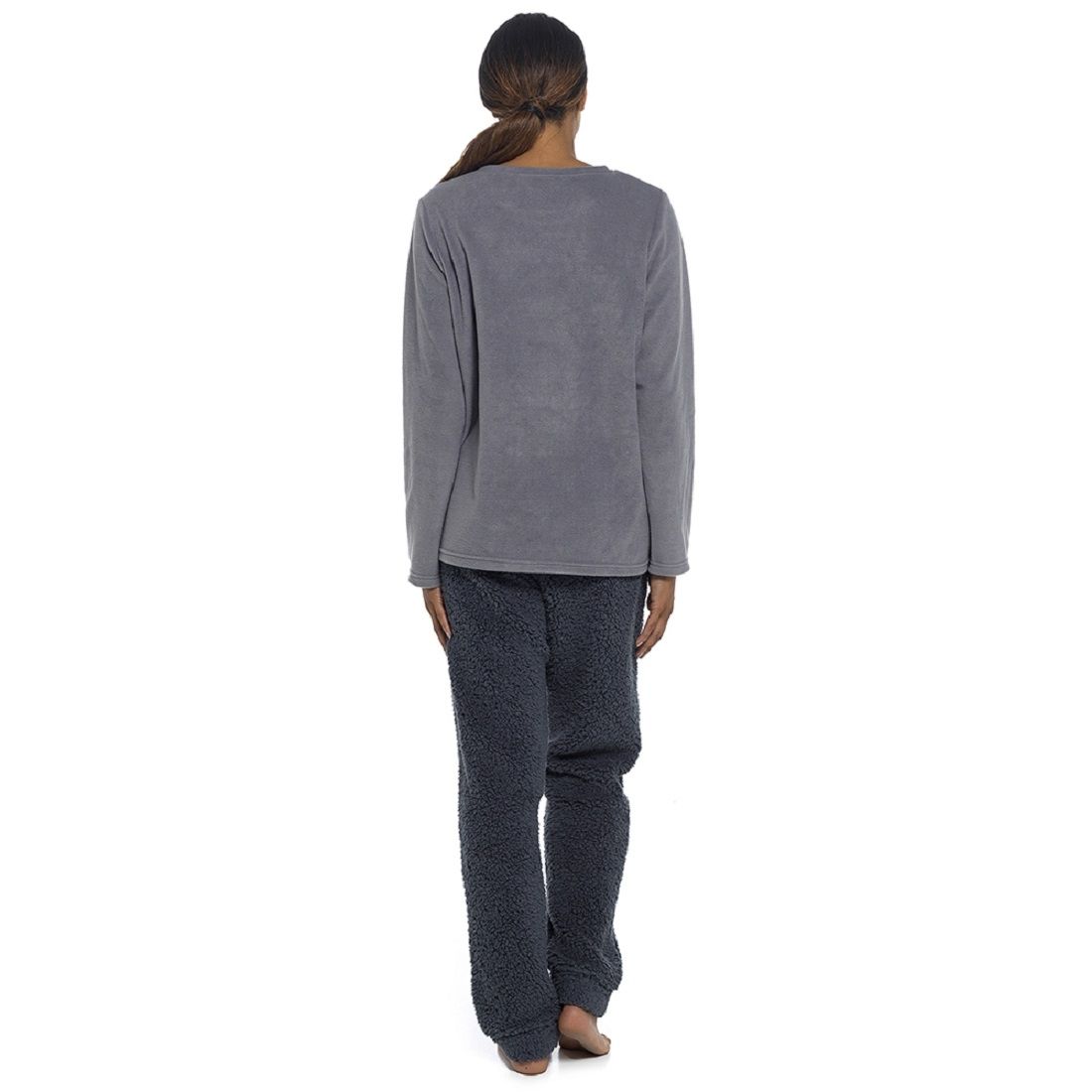 Ladies Cockapoo Grey Fleece Pyjama Set with Sherpa Fleece Bottoms