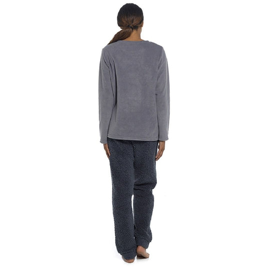Ladies Cockapoo Grey Fleece Pyjama Set with Sherpa Fleece Bottoms