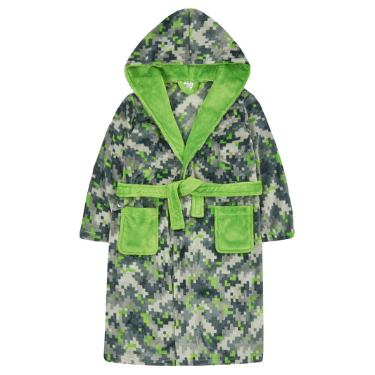 Childrens Pixel Camo Fleece Dressing Gown ~ 7-13 years