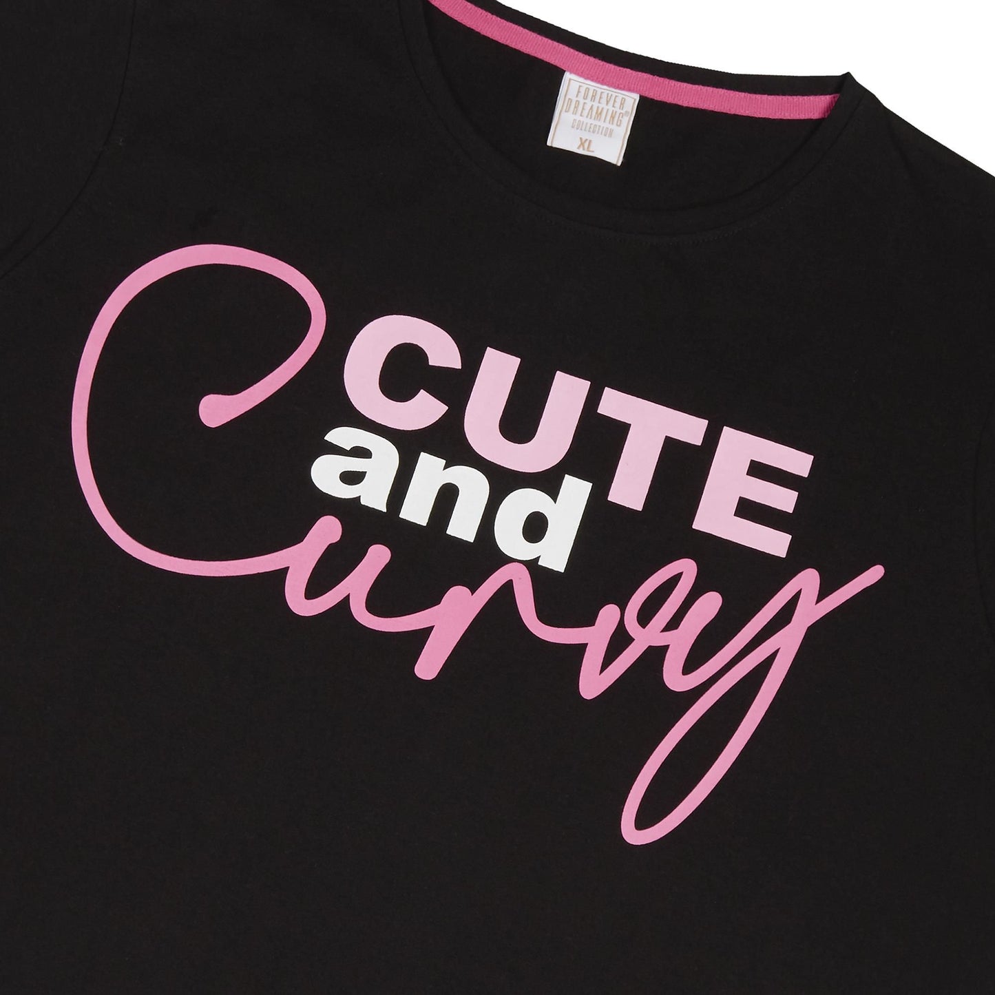 Ladies Curve Collection Varsity Style Slogan Pyjama Set ~ UK 16-26