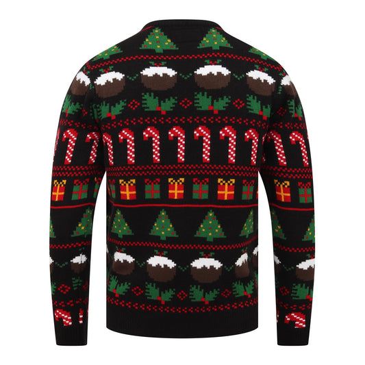 Adults Candy Cane and Pudding Knitted Christmas Jumper