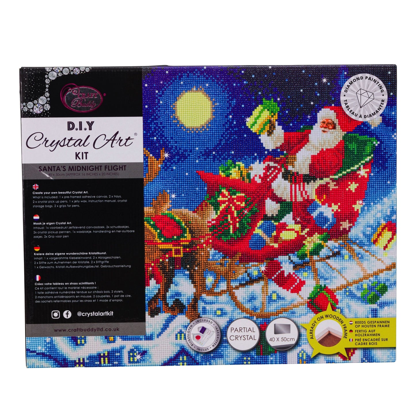 Craft Buddy Christmas Partial Crystal Mounted Crystal Art Kit 40cm x 50cm - Midnight Flight