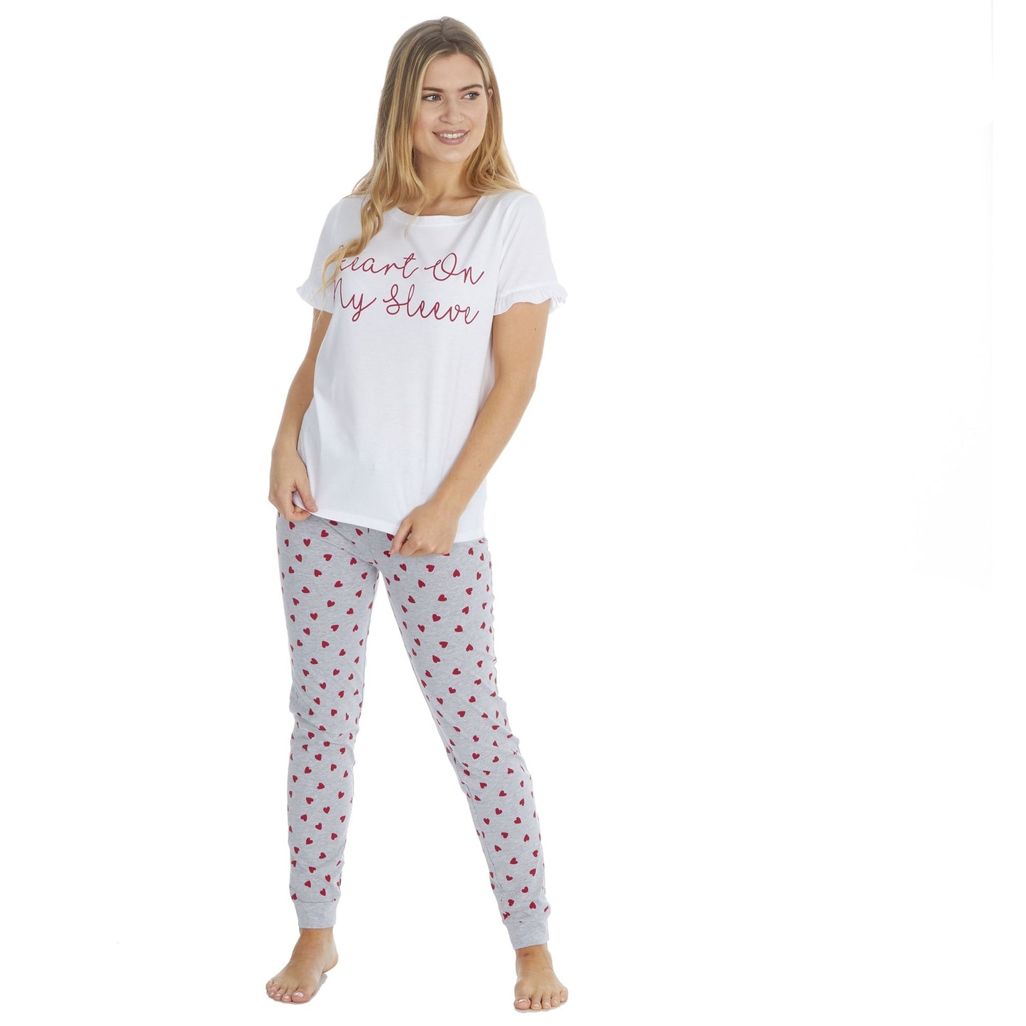 Ladies Heart On My Sleeve Pyjama Set ~ S-XL