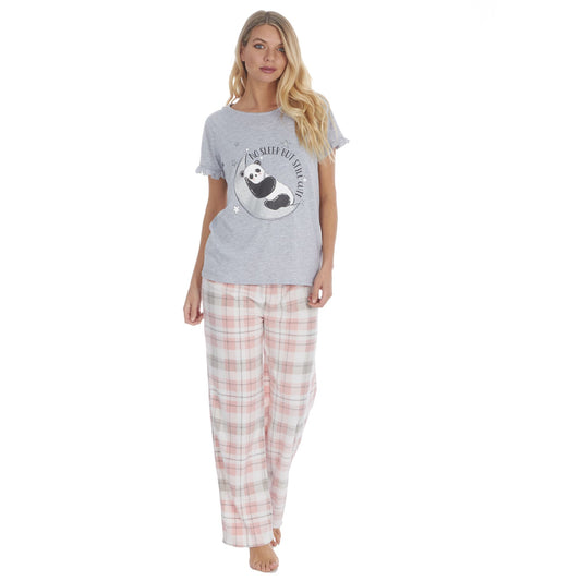 Ladies Panda Pyjama Set with Fleece Bottoms ~ S-XL