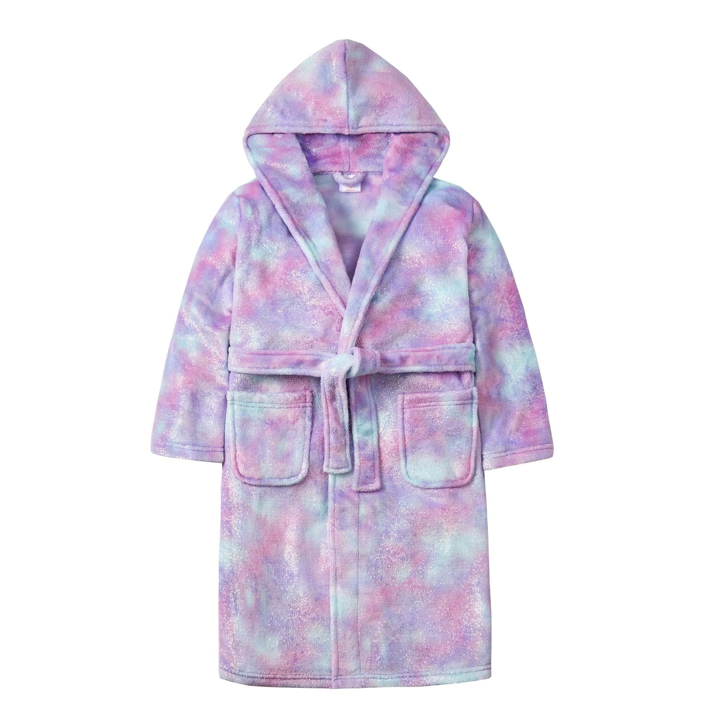 Childrens Mystical Rainbow Glitter Print Plush Fleece Dressing Gown ~ 2-13 years