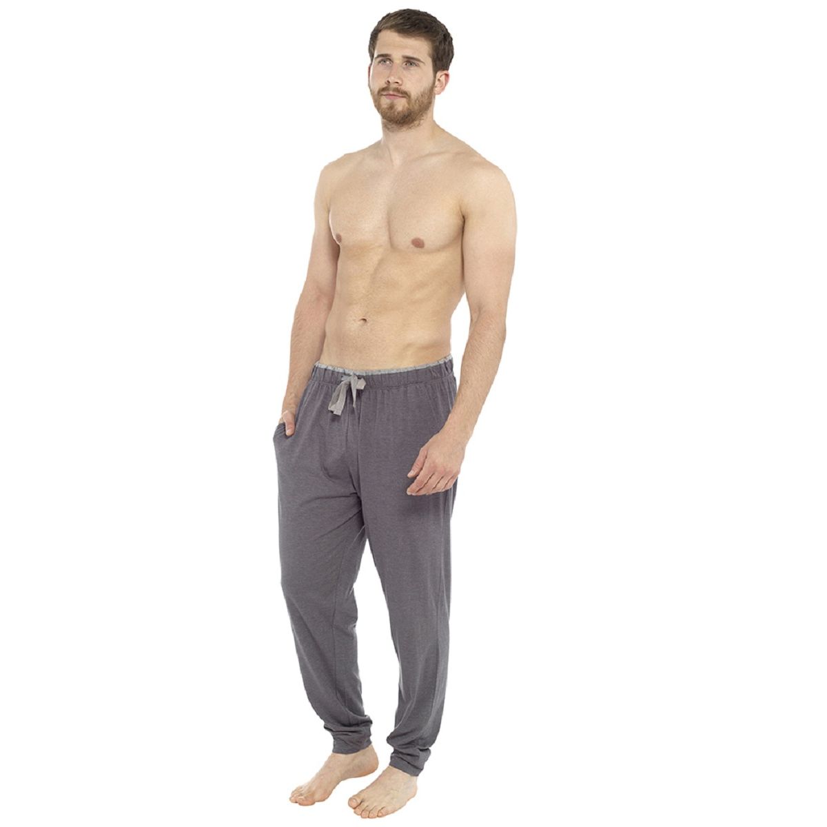 Mens Cuffed Ankle Lounge Pants with Contrast Inner Waistband ~ M-2XL