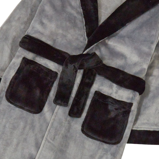 Childrens Contrast Trim Plush Fleece Dressing Gown ~ 2-13 years