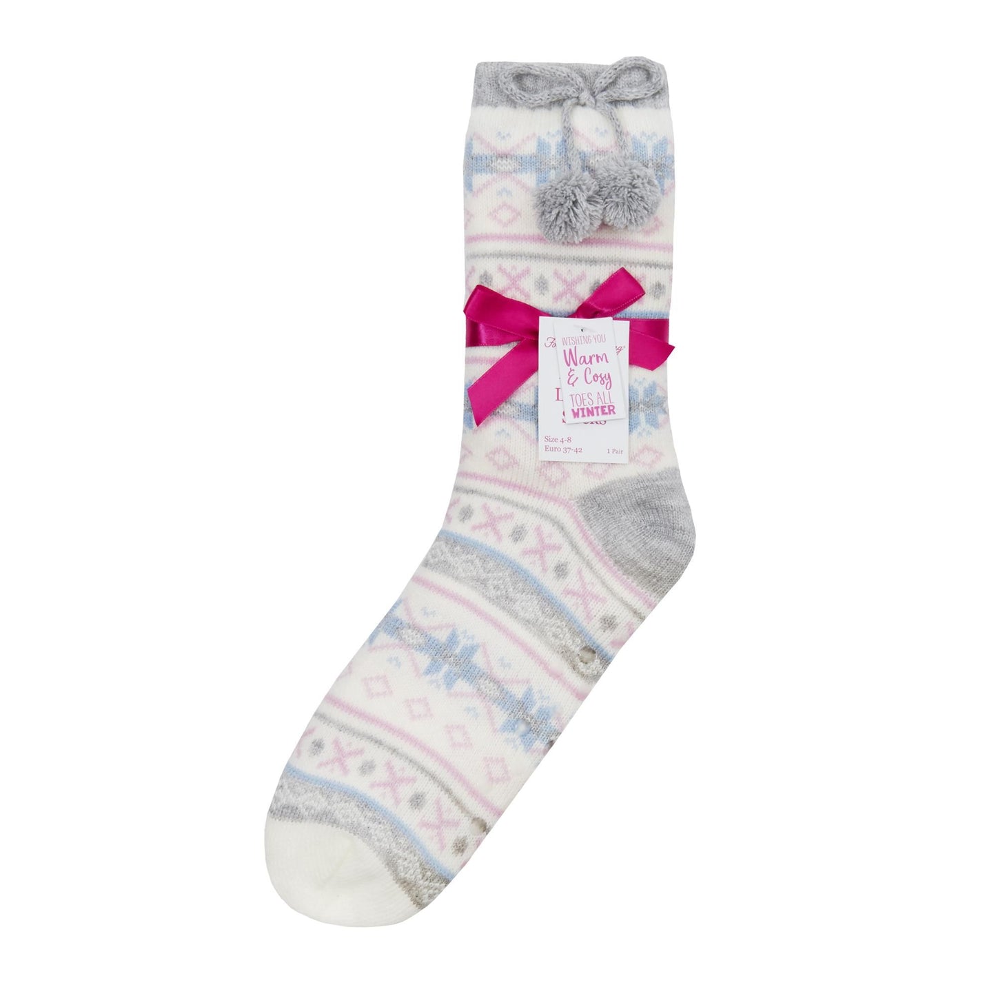 Ladies Knitted Christmas Design Slipper Socks