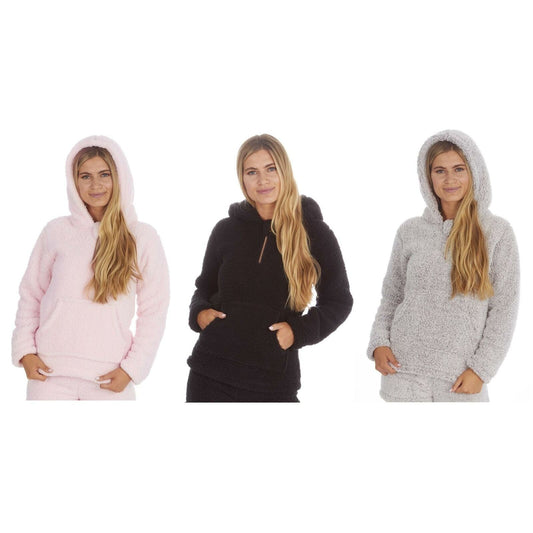 Ladies Borg Fleece Lounge Hoodie