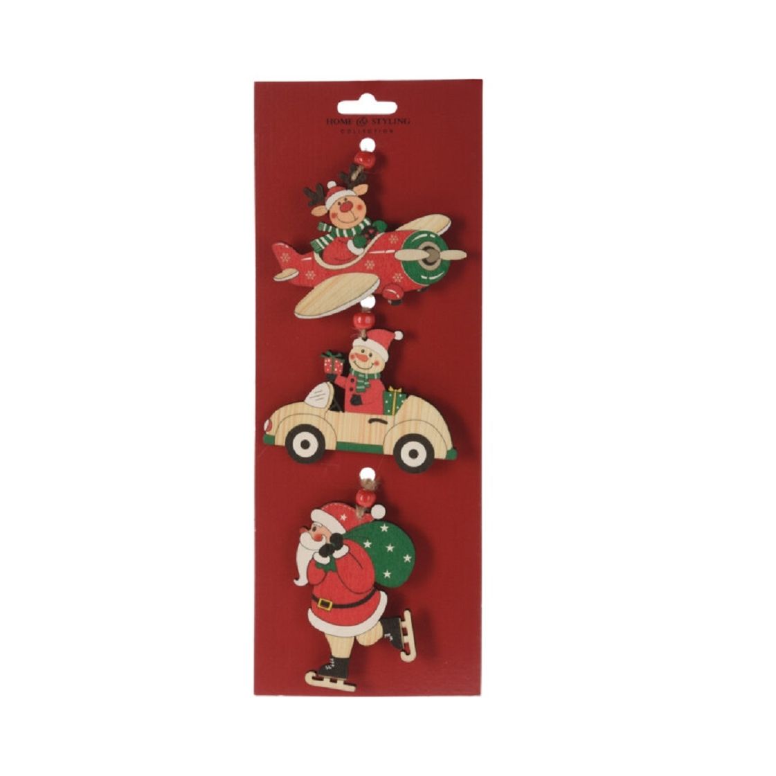 Set of 3 Wooden Hanging Tree Decorations