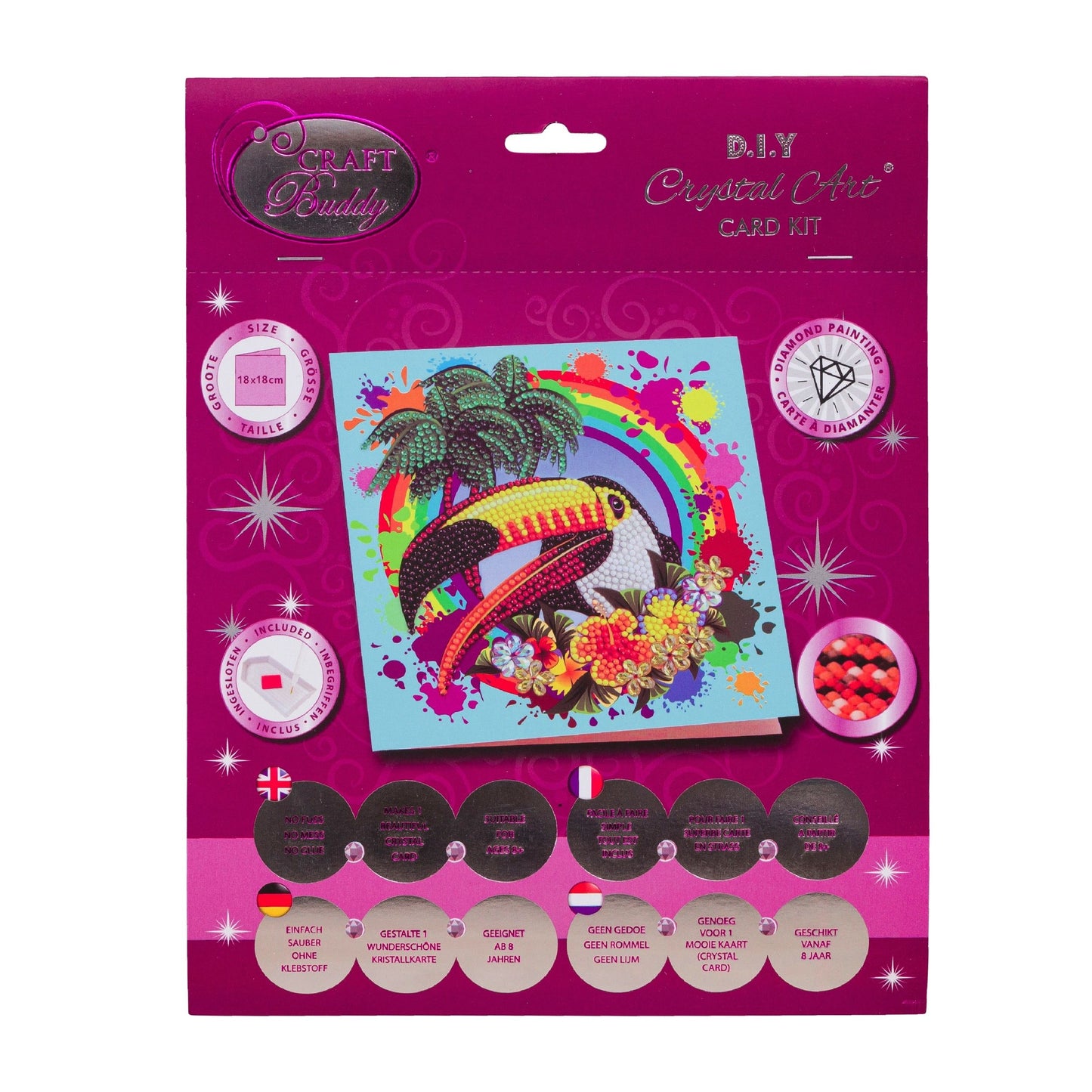 Craft Buddy 18x18cm DIY Crystal Card Kit - Rainbow Toucan