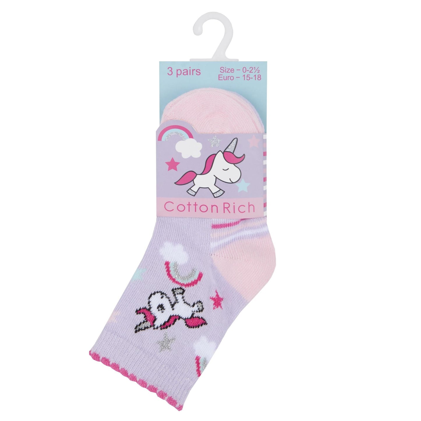 Babies 3 Pk of Unicorn Design Socks