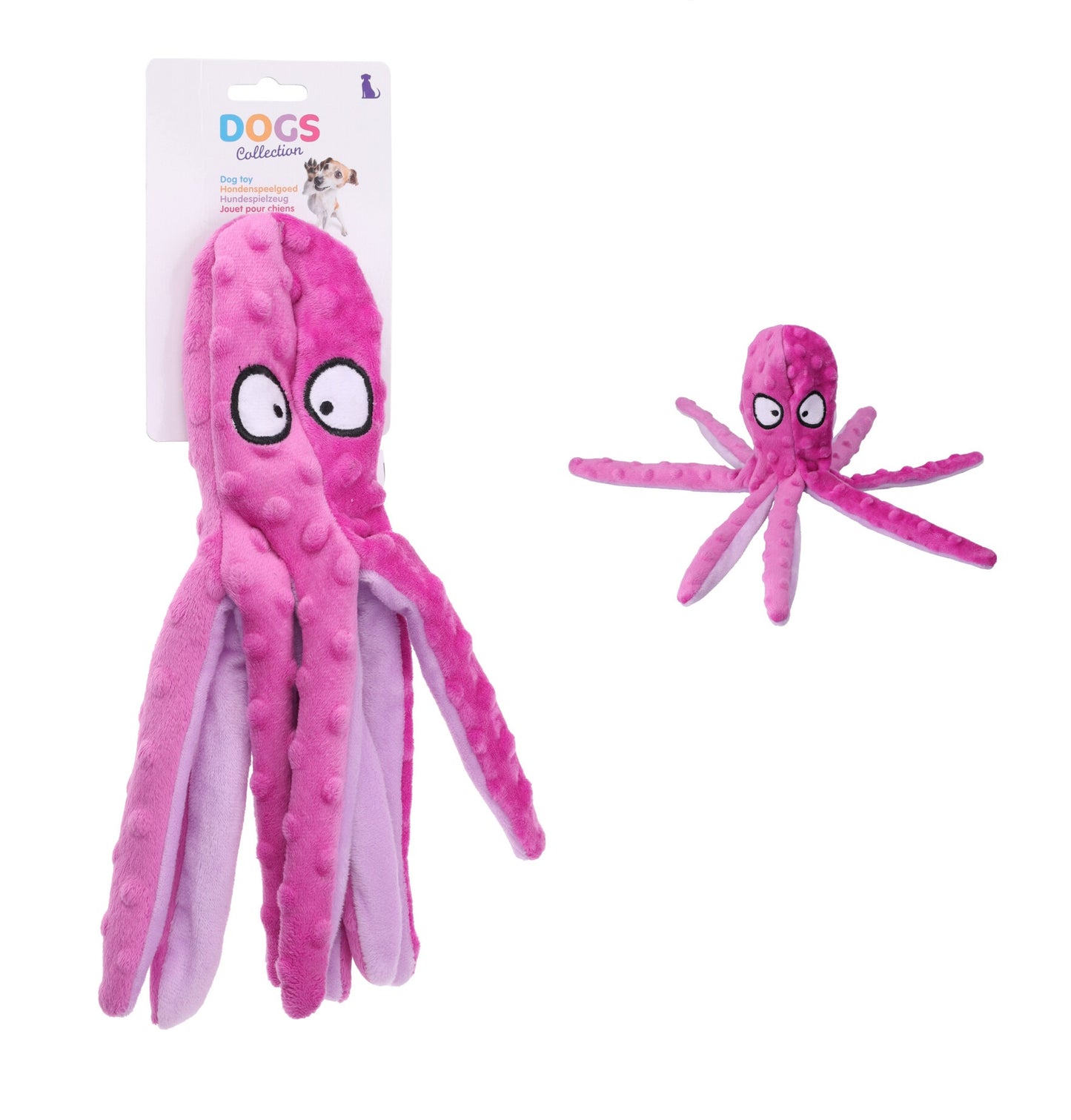 Large Octopus Dog Toy with Squeaker and Crinkle Legs