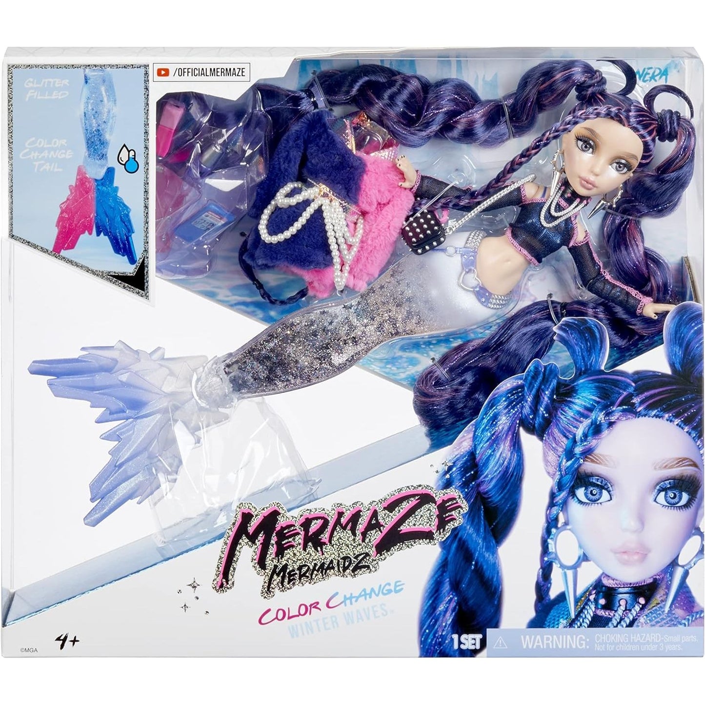 MERMAZE MERMAID Colour Change Winter Waves Nera Mermaid Fashion Doll