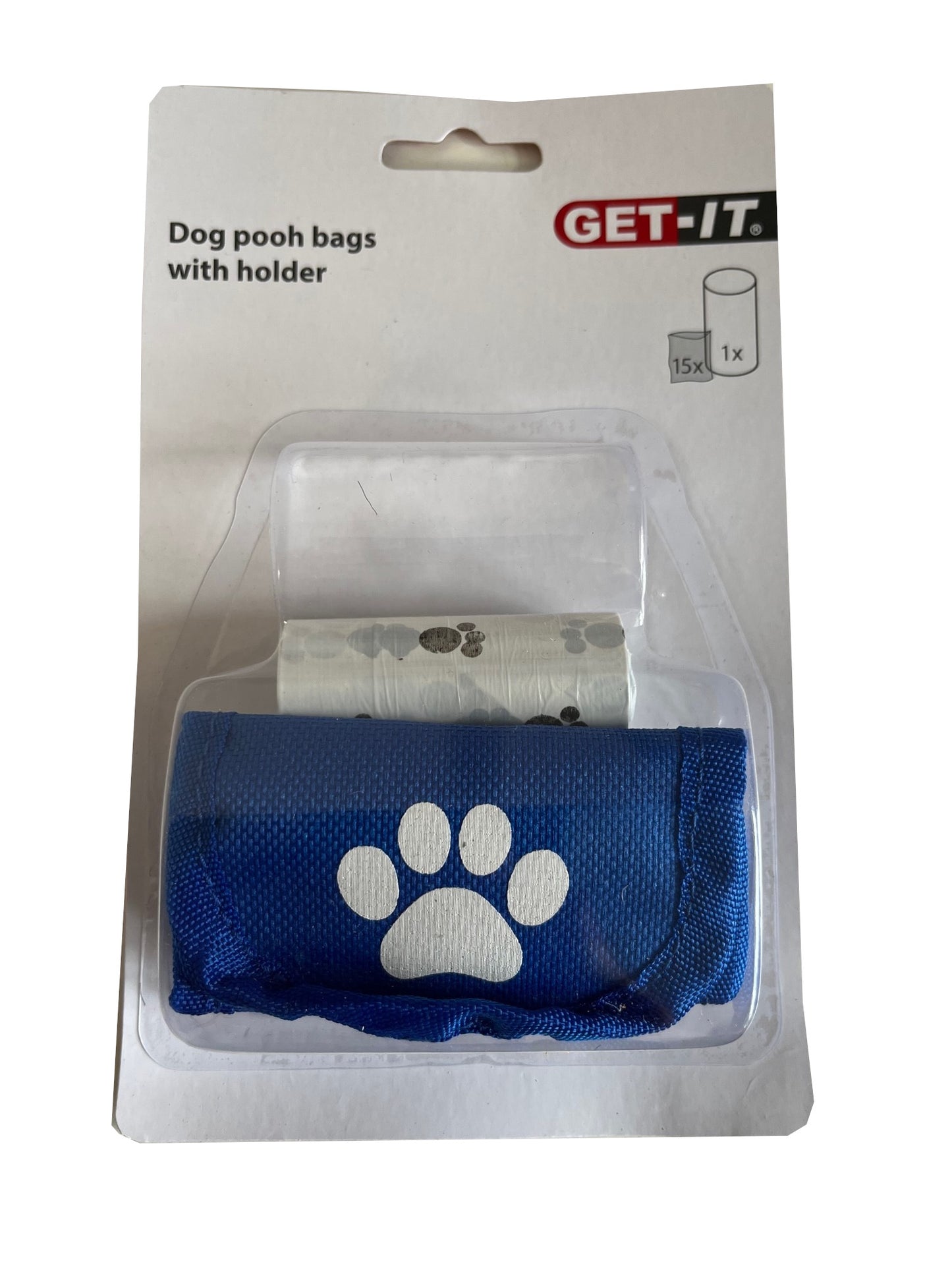 Dog Waste Bag Holder Pouch with Paw Print Design and 15 Bags