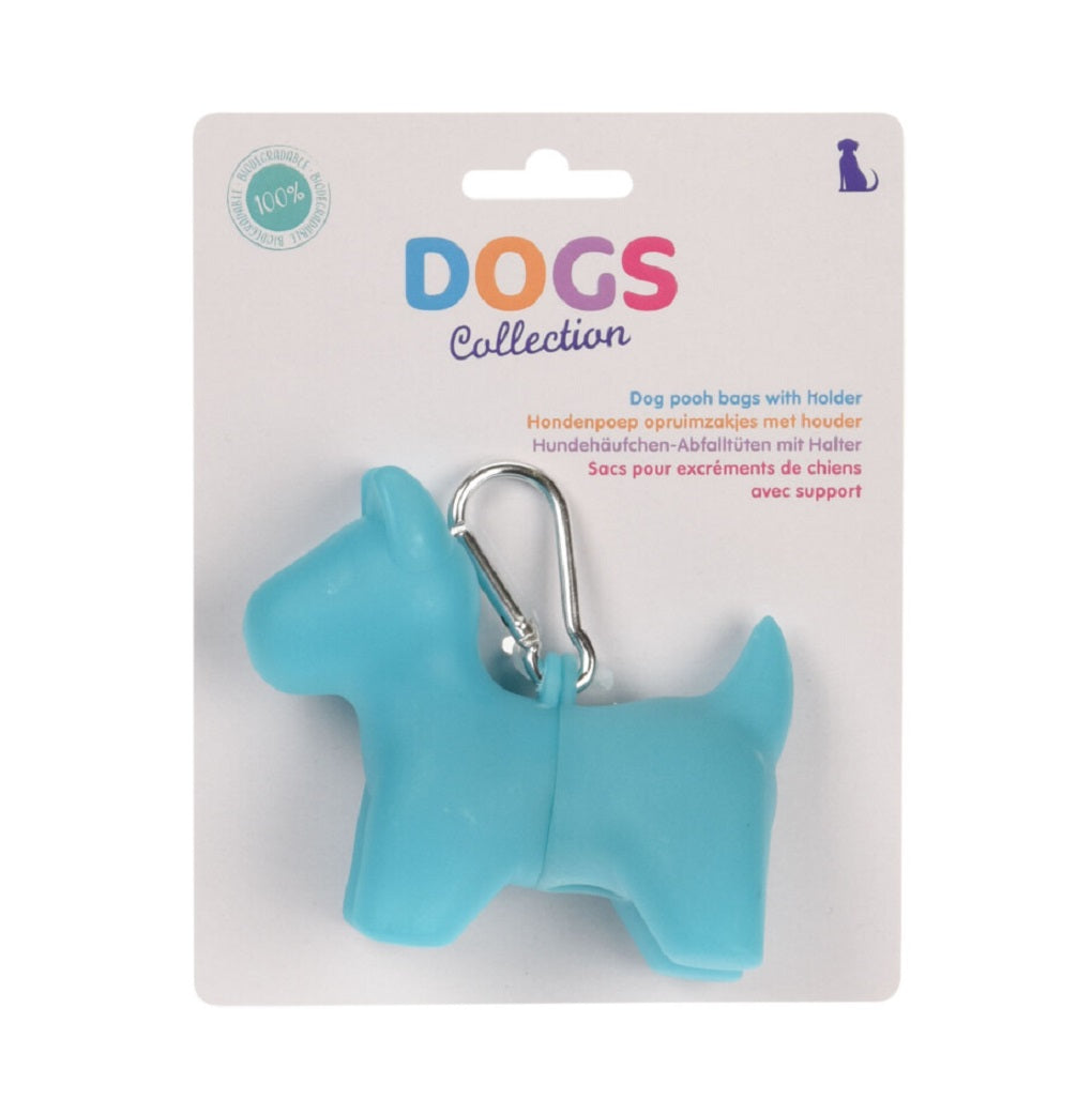 Dog Shape Waste Bag Holder with Leash Clip and 20 Biodegradable Bags