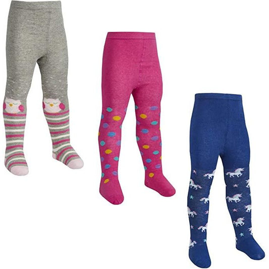 Babies 3 pack of Unicorn and Owl Tights