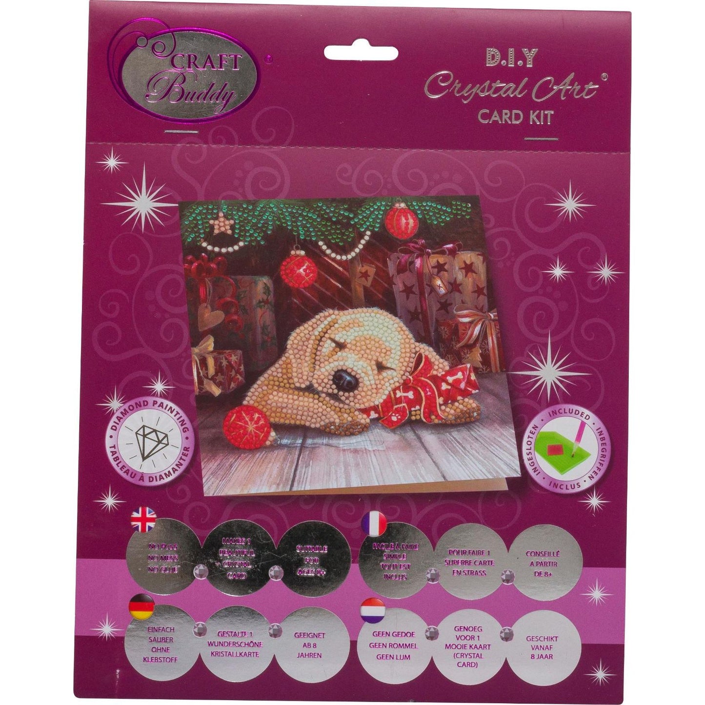 Craft Buddy 18x18cm DIY Crystal Card Kit -  Sleepy Puppy