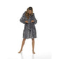 Ladies Moon & Star Embossed Grey Zip Front Robe with Sherpa Trim ~ S-XL