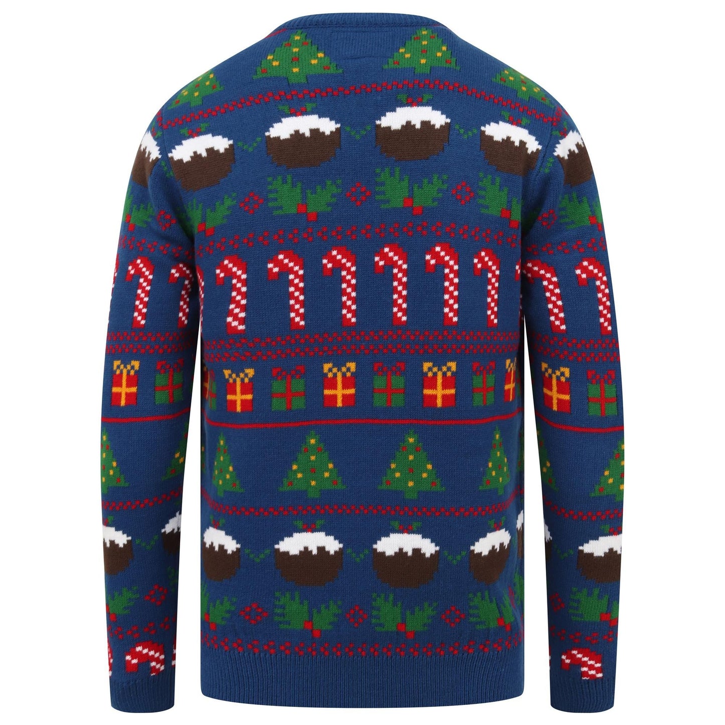 Adults Candy Cane and Pudding Knitted Christmas Jumper