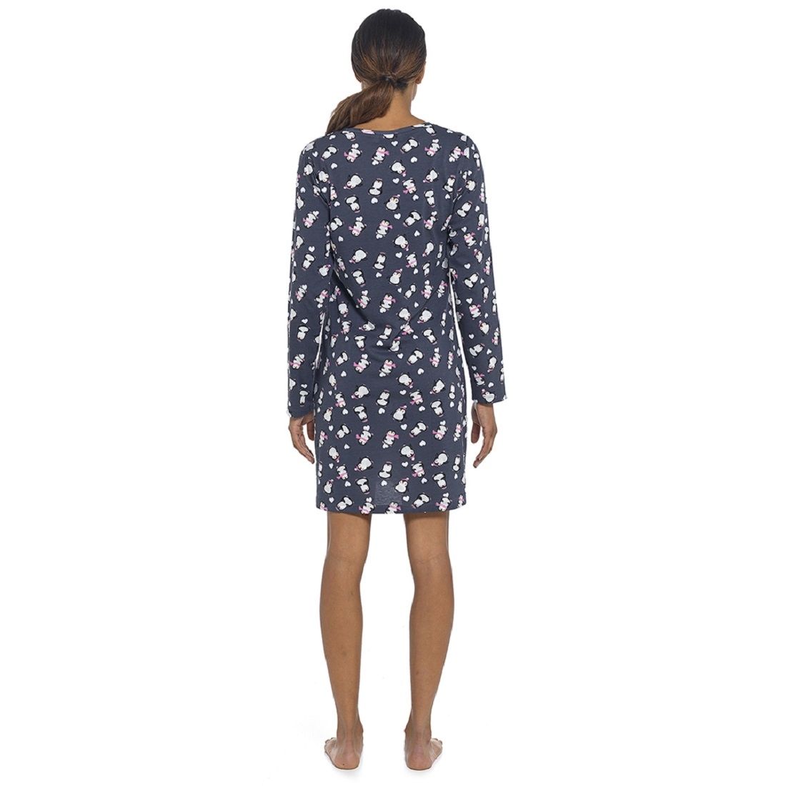 Ladies All Over Penguin Print Long Sleeve Nightdress - S-XL