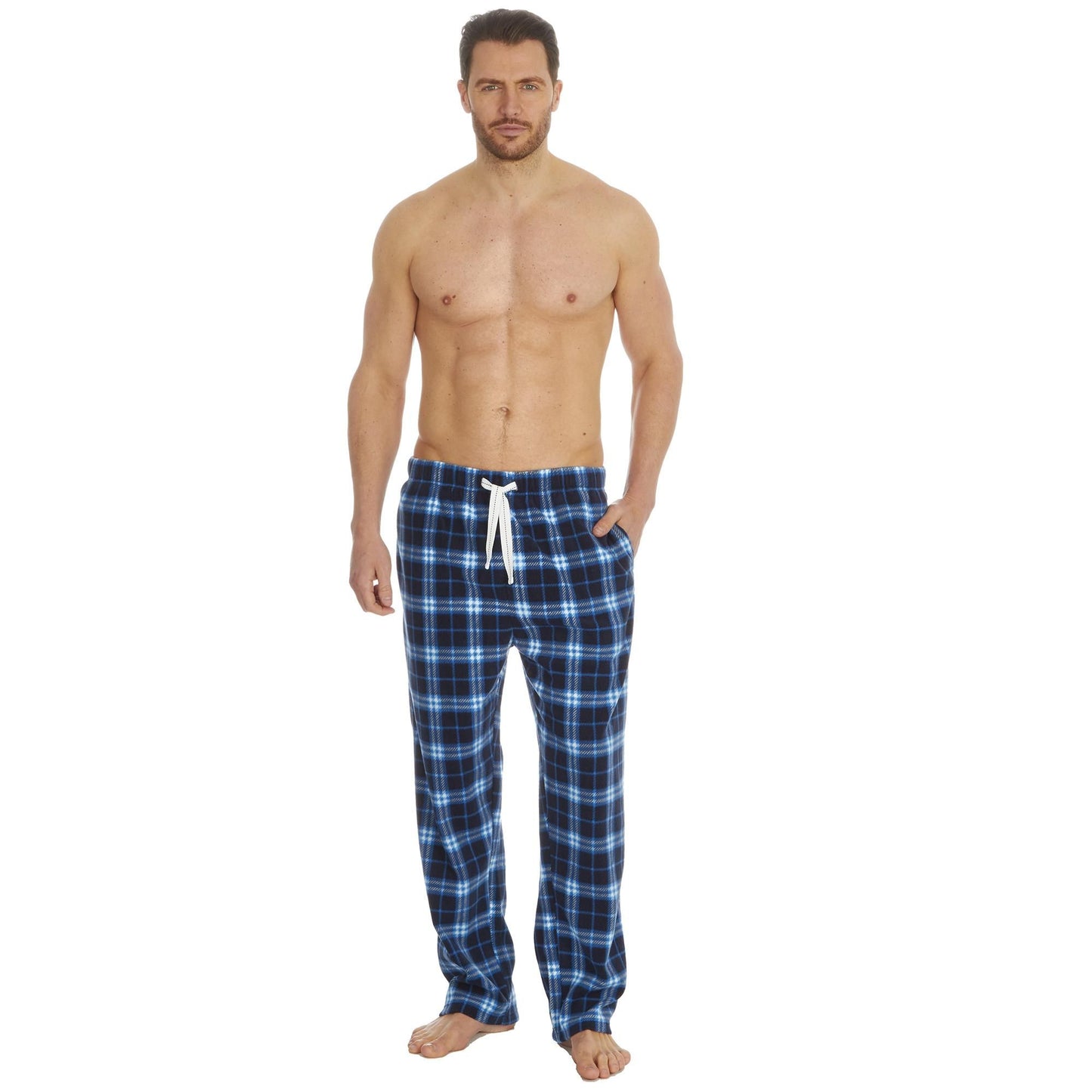 Mens Microfleece Check Lounge Pants / Pyjama Bottoms ~ S-2XL
