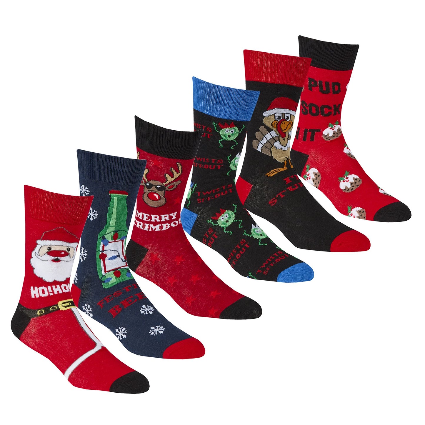 Adults 6 Pairs Christmas Socks on Single Carded Hangers