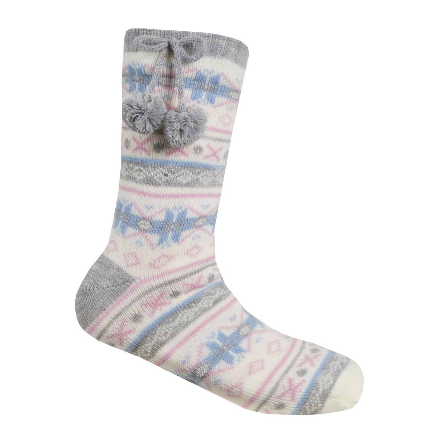 Ladies Knitted Christmas Design Slipper Socks
